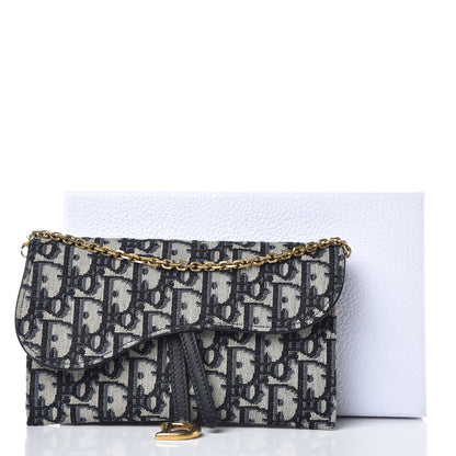 Christian Dior Oblique Saddle Chain Wallet Blue 8 of 8