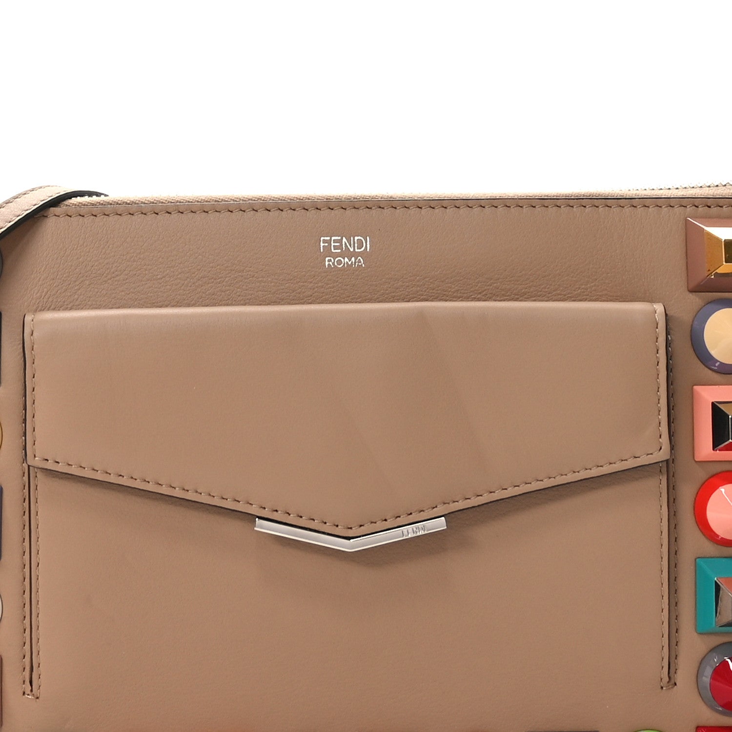 Fendi Vitello Dolce Studded Mini 2Jours Pouch Cuoio Multicolor 8 of 12