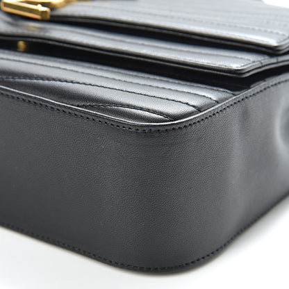 Saint Laurent Lambskin Matelasse Chevron Monogram Medium Sulpice Bag Black 15 of 18