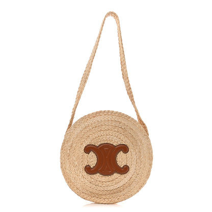 Celine Raffia Calfskin Small Round Bag Natural Tan 1 of 9
