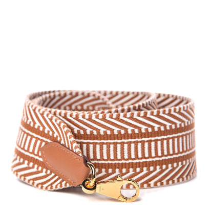Hermes Toile Swift 50mm Sangle Cavale Shoulder Strap Ecru Beige Gold 1 of 4