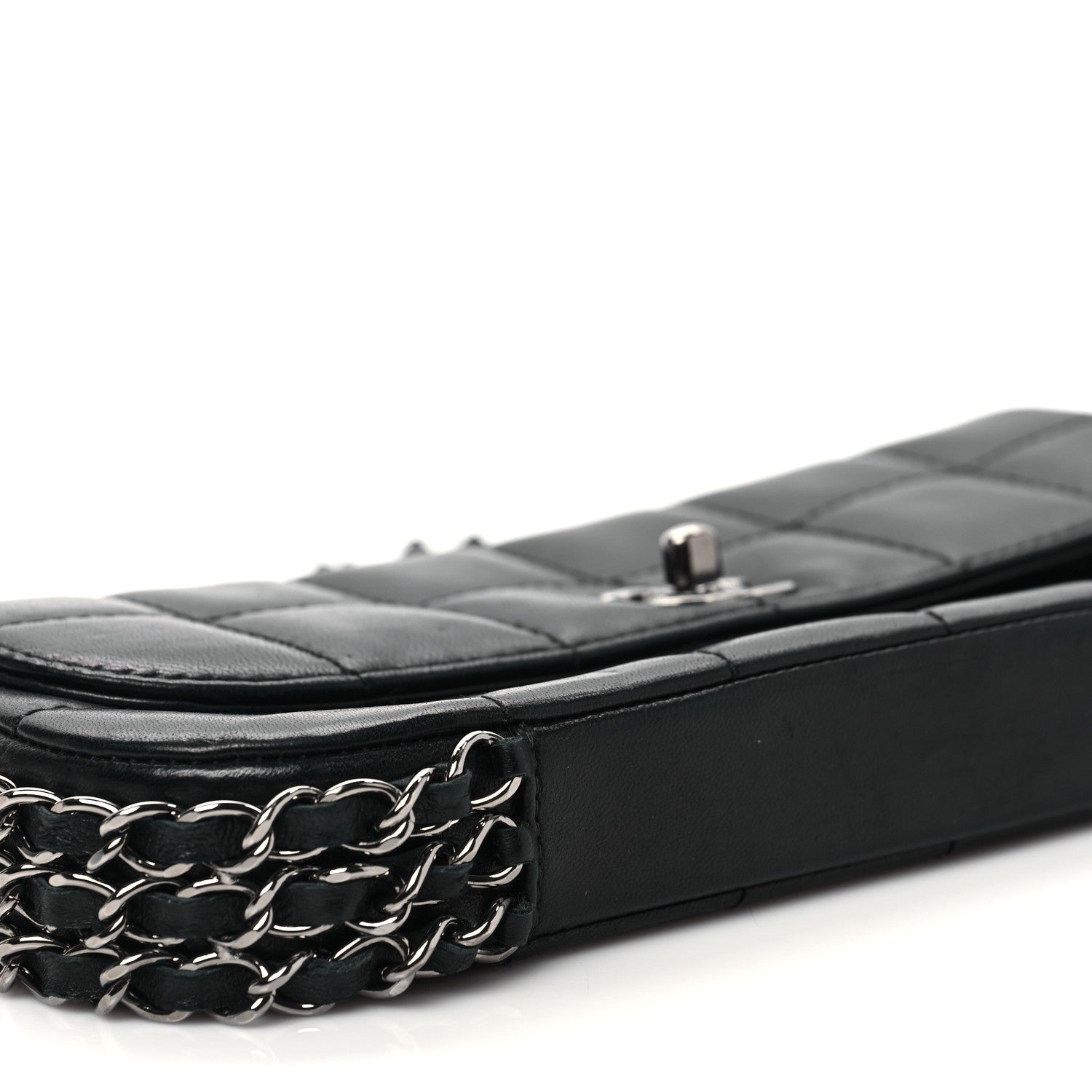 Chanel Lambskin Chocolate Bar Quilted Lambskin 3 Chain Flap Black 7 of 9