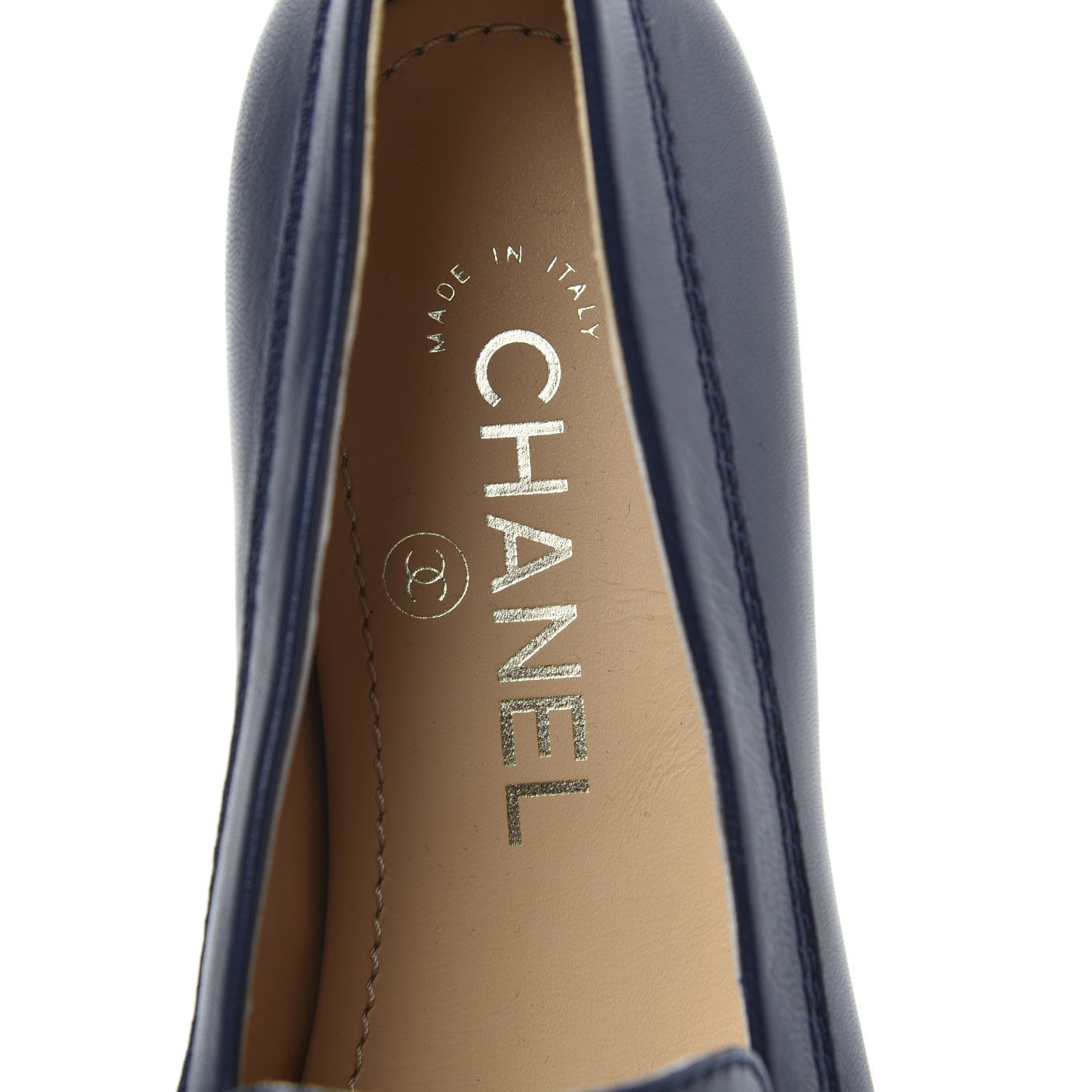 Chanel Lambskin CC Loafers 35.5 Navy 6 of 11