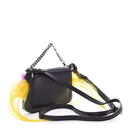 Fendi Nappa Shatoosh Fox Goat Fur Monster Micro Baguette Black Fuchsia Giallo 3 of 8
