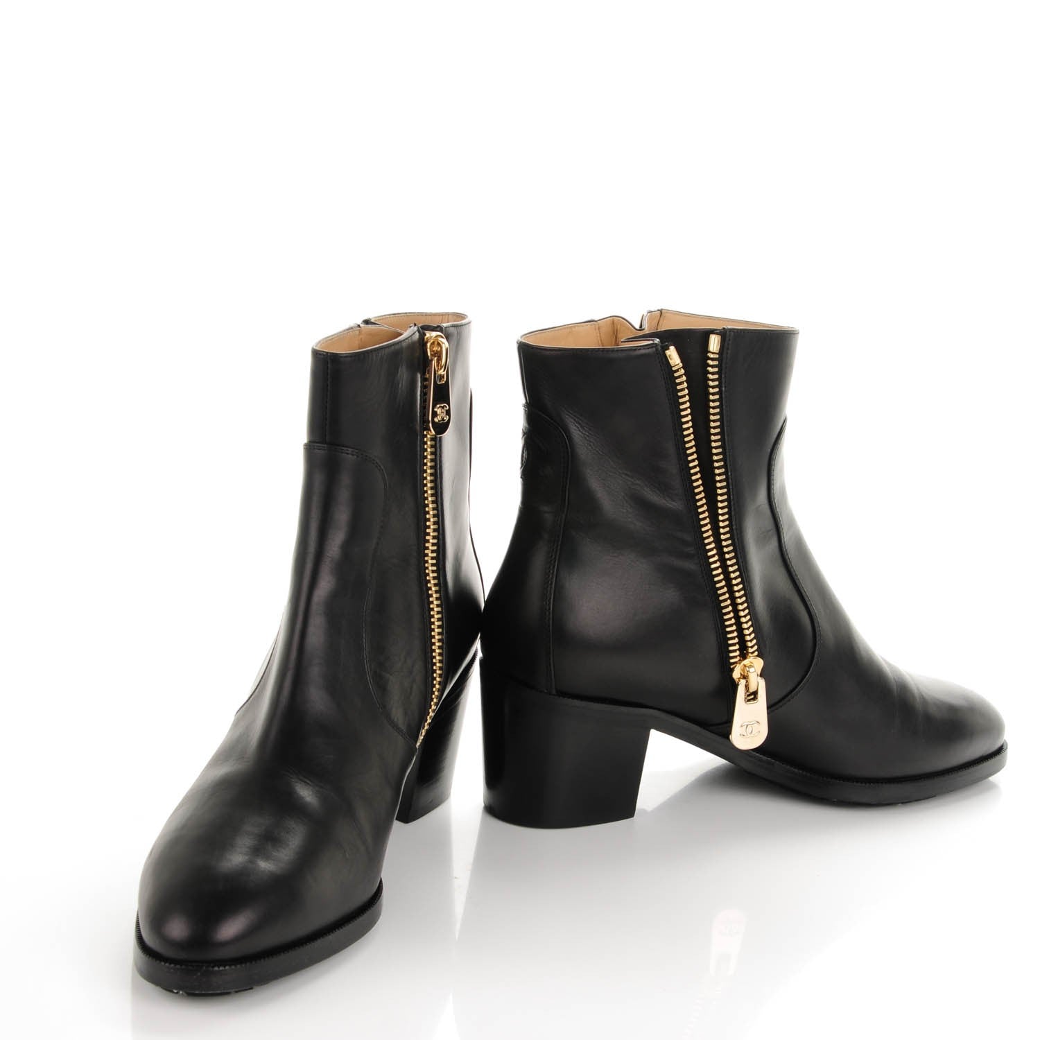 Chanel Calfskin Double Zip Short Boots 40 Black 11 of 11