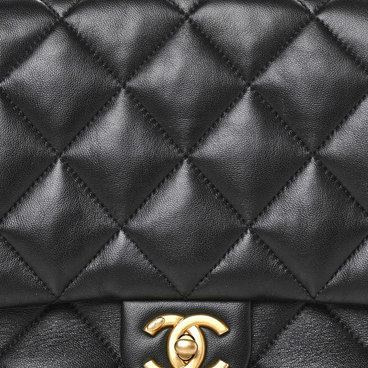 Lambskin Quilted Large CC Funky Town Flap Black