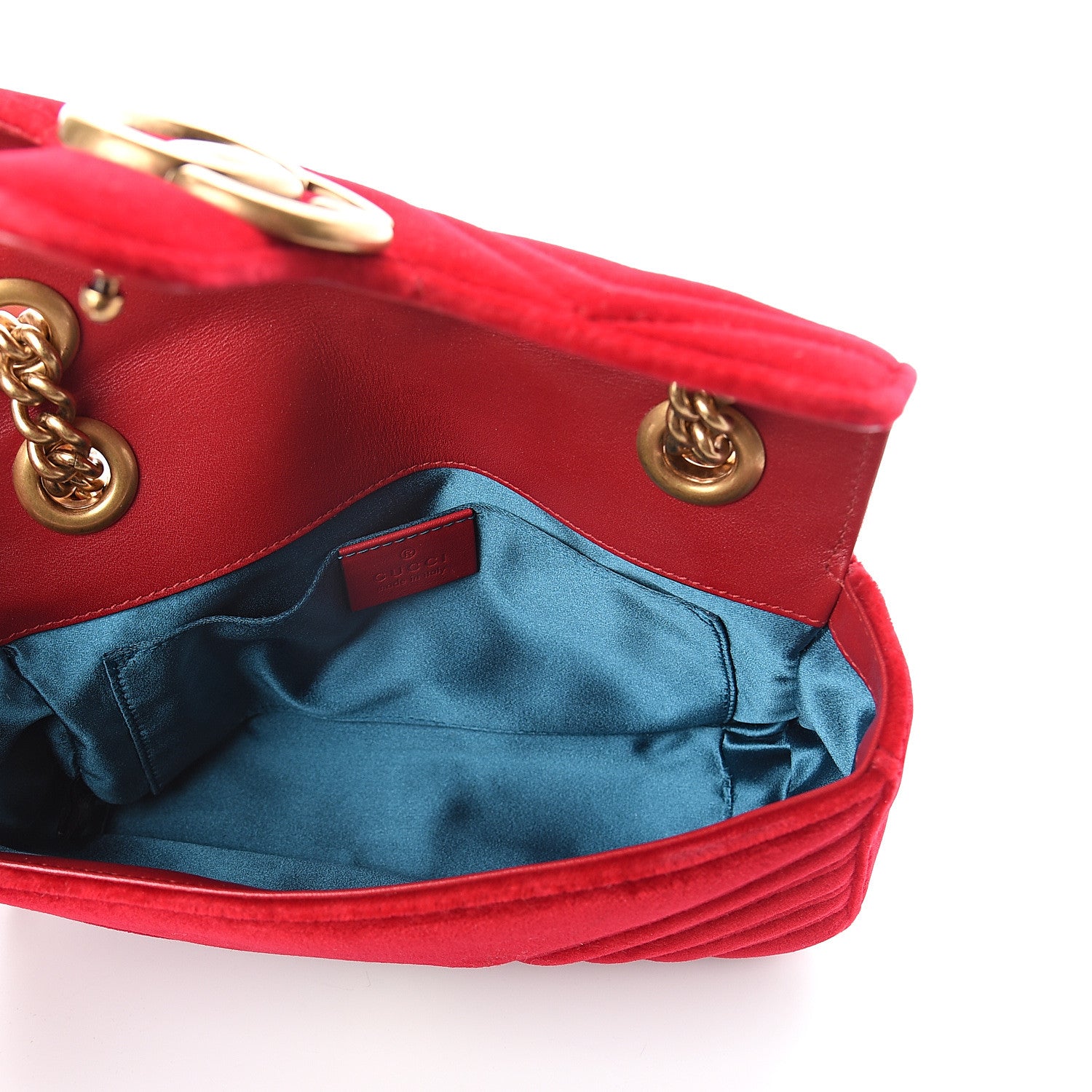 Gucci Velvet Matelasse Mini GG Marmont Shoulder Bag Hibiscus Red 4 of 8