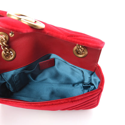 Gucci Velvet Matelasse Mini GG Marmont Shoulder Bag Hibiscus Red 4 of 8