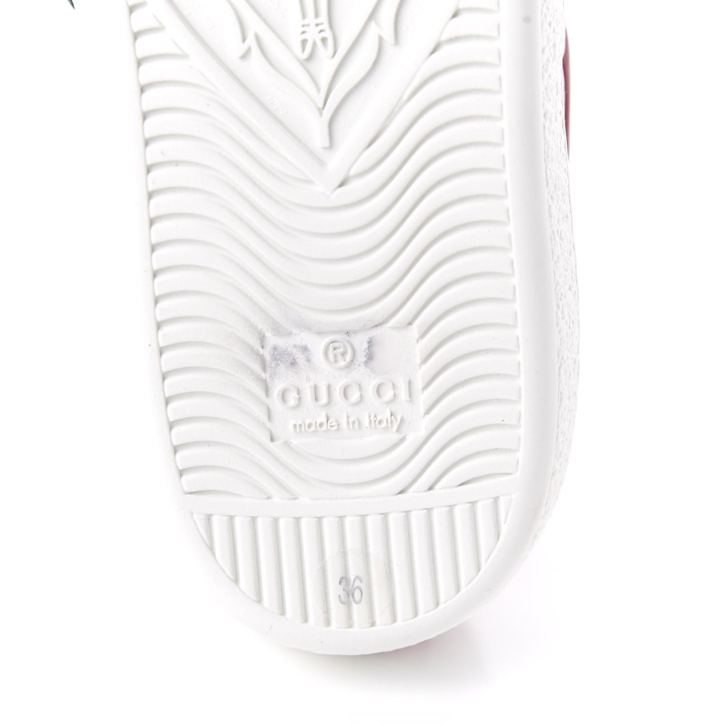 Calfskin Web Heart Embroidered Womens Ace Sneakers 36 White