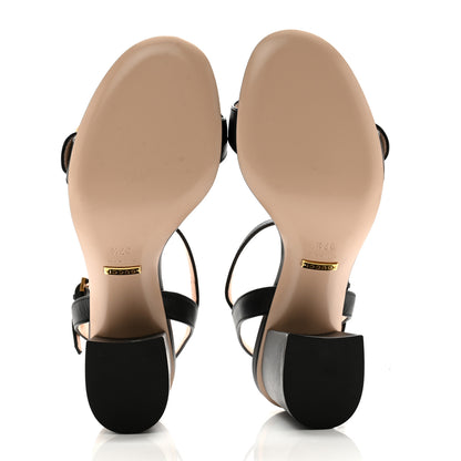 Gucci Lifford Calfskin GG Marmont Ankle Wrap 75mm Sandals 37.5 Black 5 of 12