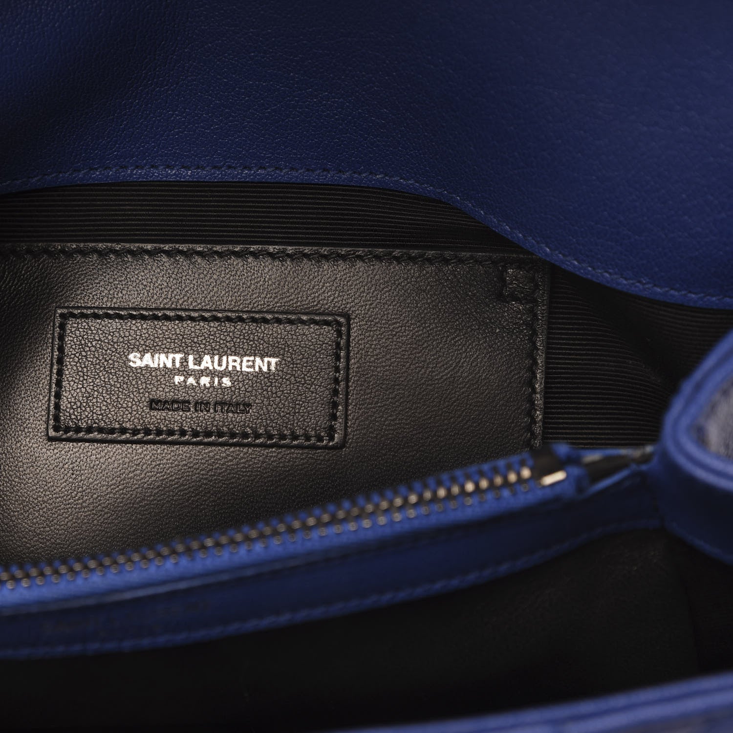 Saint Laurent Sheepskin Matelasse Chevron Monogram Medium College Bag Royal Blue 7 of 11