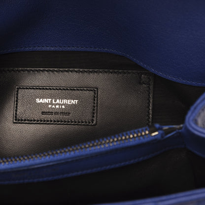 Saint Laurent Sheepskin Matelasse Chevron Monogram Medium College Bag Royal Blue 7 of 11