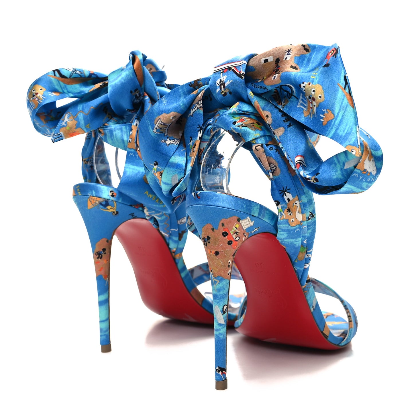 Crepe Satin Greekaba Du Desert 100 Sandal 38 Blue Multicolor