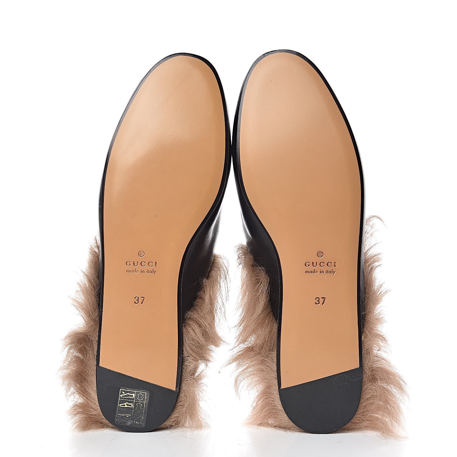 Gucci Calfskin Lambswool Tiger Embroidered Womens Princetown Slippers 37 Black 5 of 8