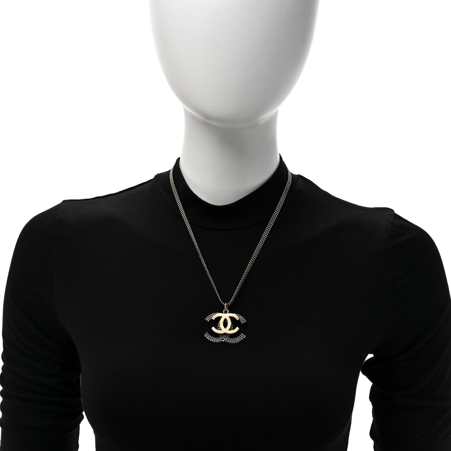 Double Chain CC Necklace Gold Silver