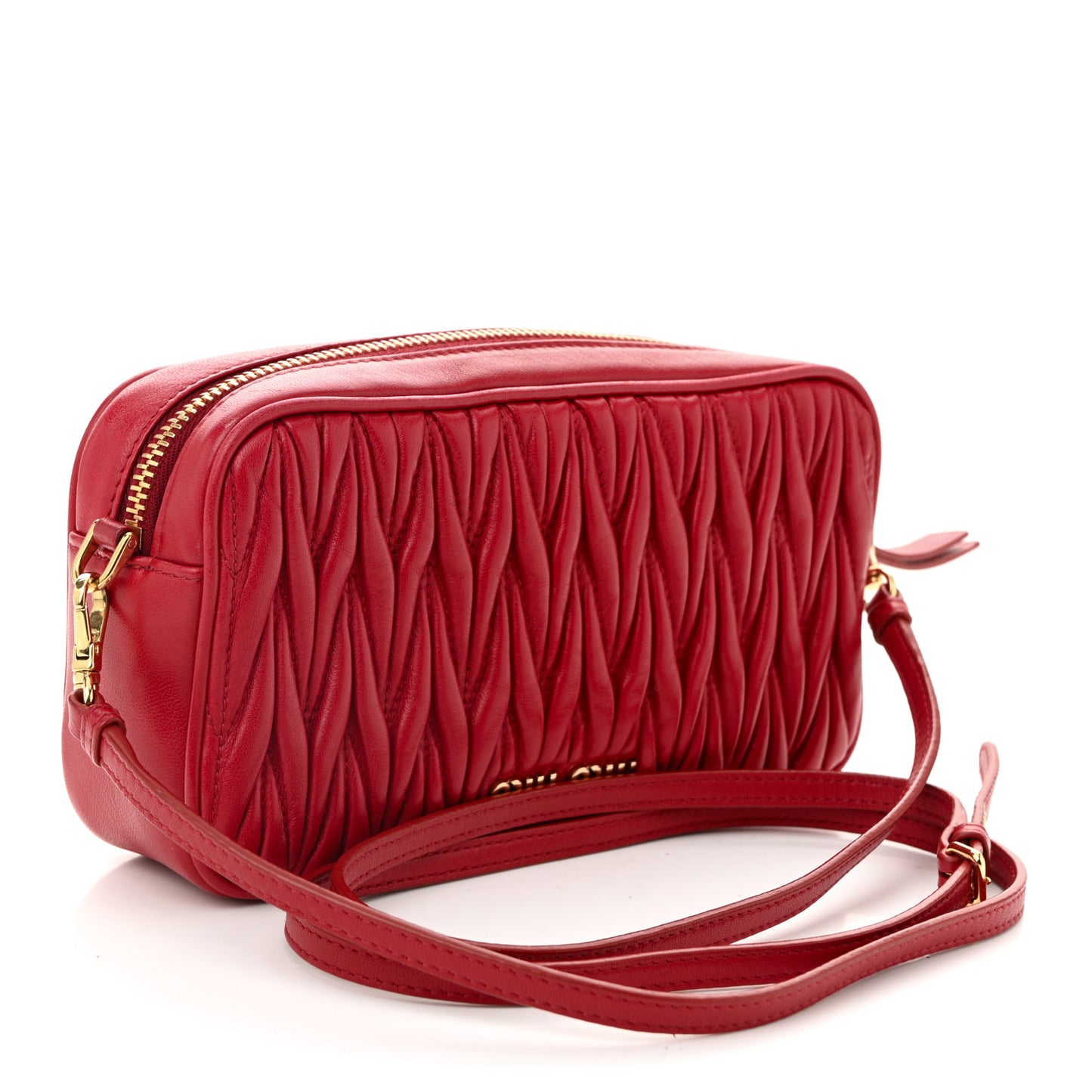 Nappa Matelasse Zip Shoulder Bag Fuoco