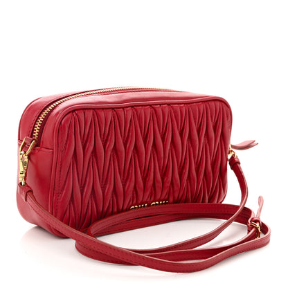Miu Miu Nappa Matelasse Zip Shoulder Bag Fuoco 3 of 12