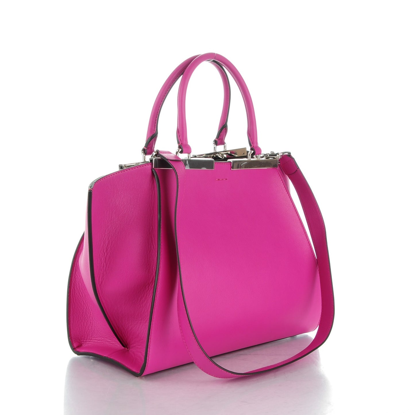 Vitello Dolce Shiny Nappa Petite 3Jours Tote Magenta Carbone