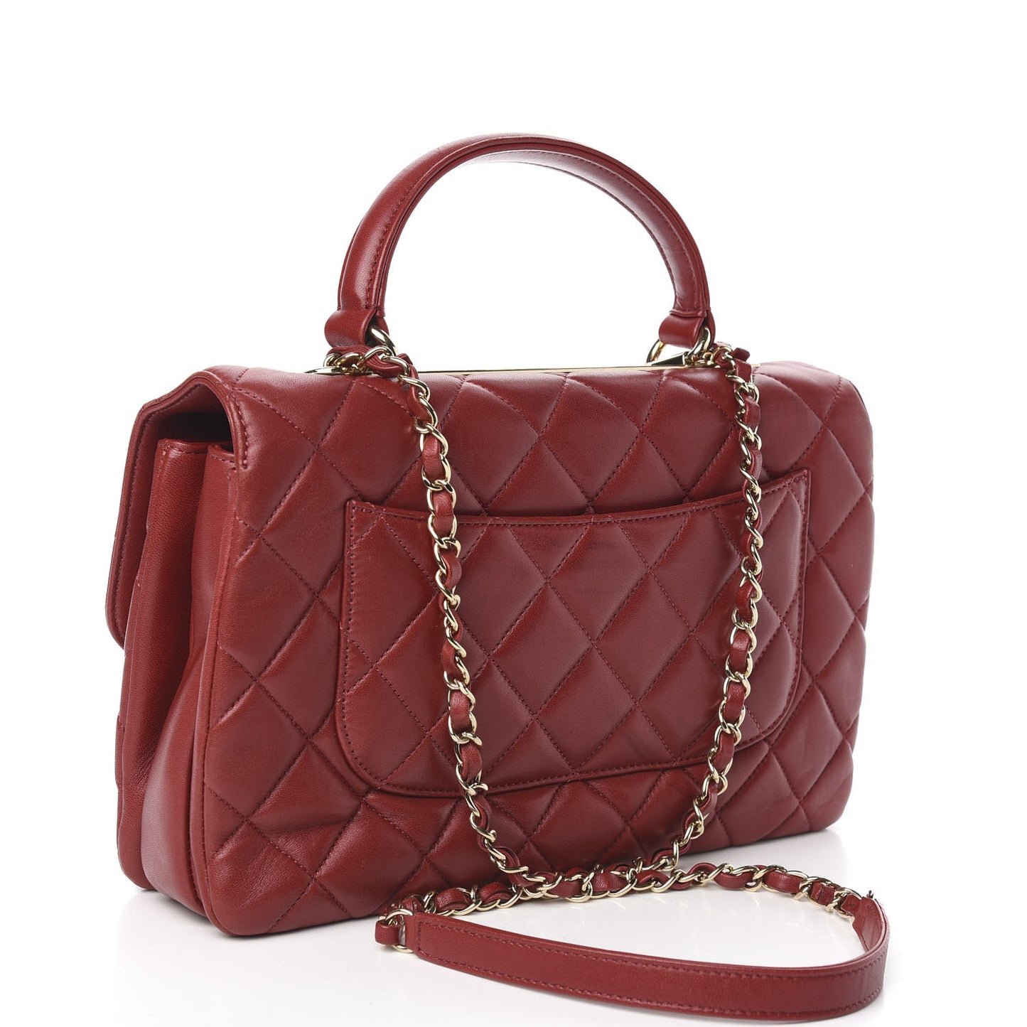 Lambskin Quilted Medium Trendy CC Flap Dual Handle Bag Red