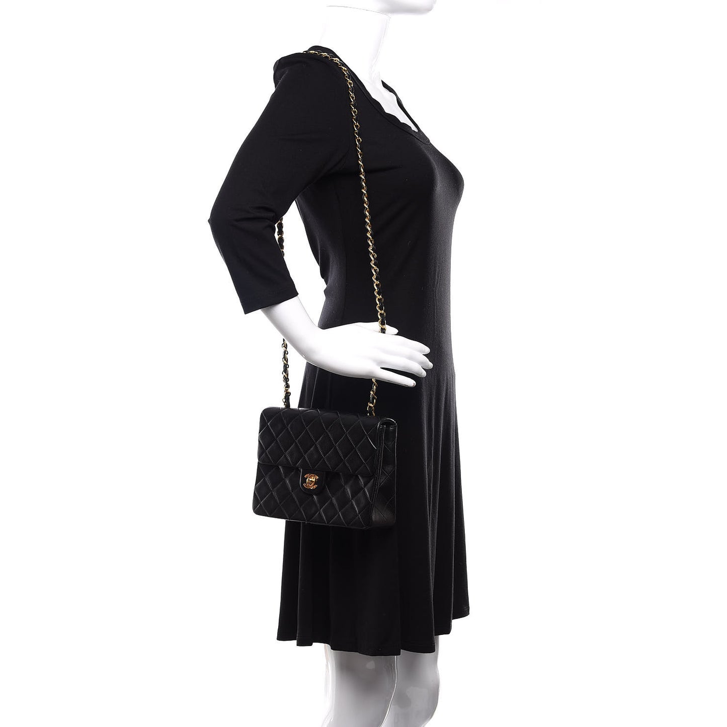 Lambskin Quilted Mini Square Flap Black