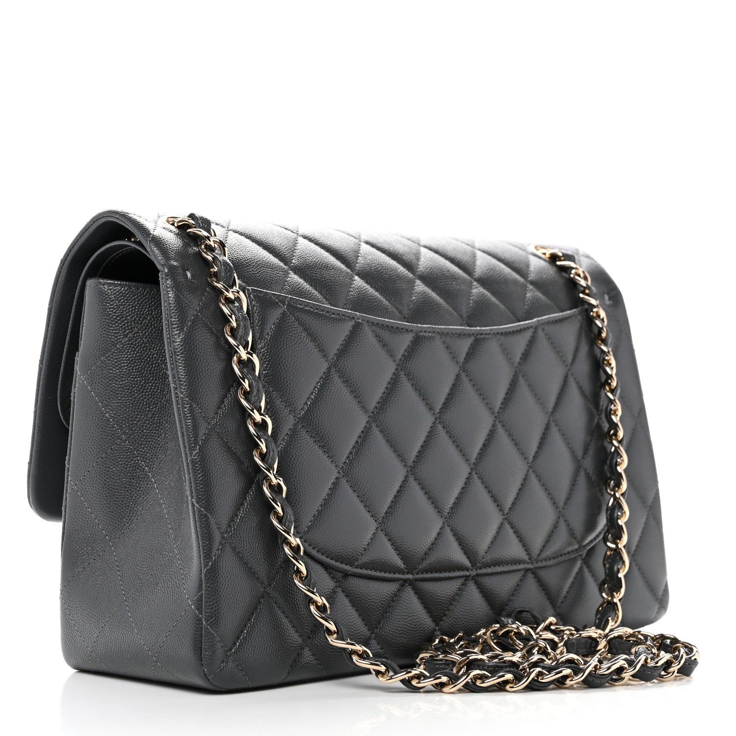 Chanel Caviar Quilted Jumbo Double Flap Dark Grey 3 of 10