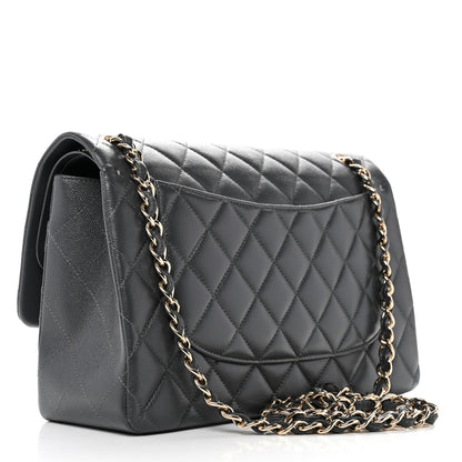 Chanel Caviar Quilted Jumbo Double Flap Dark Grey 3 of 10