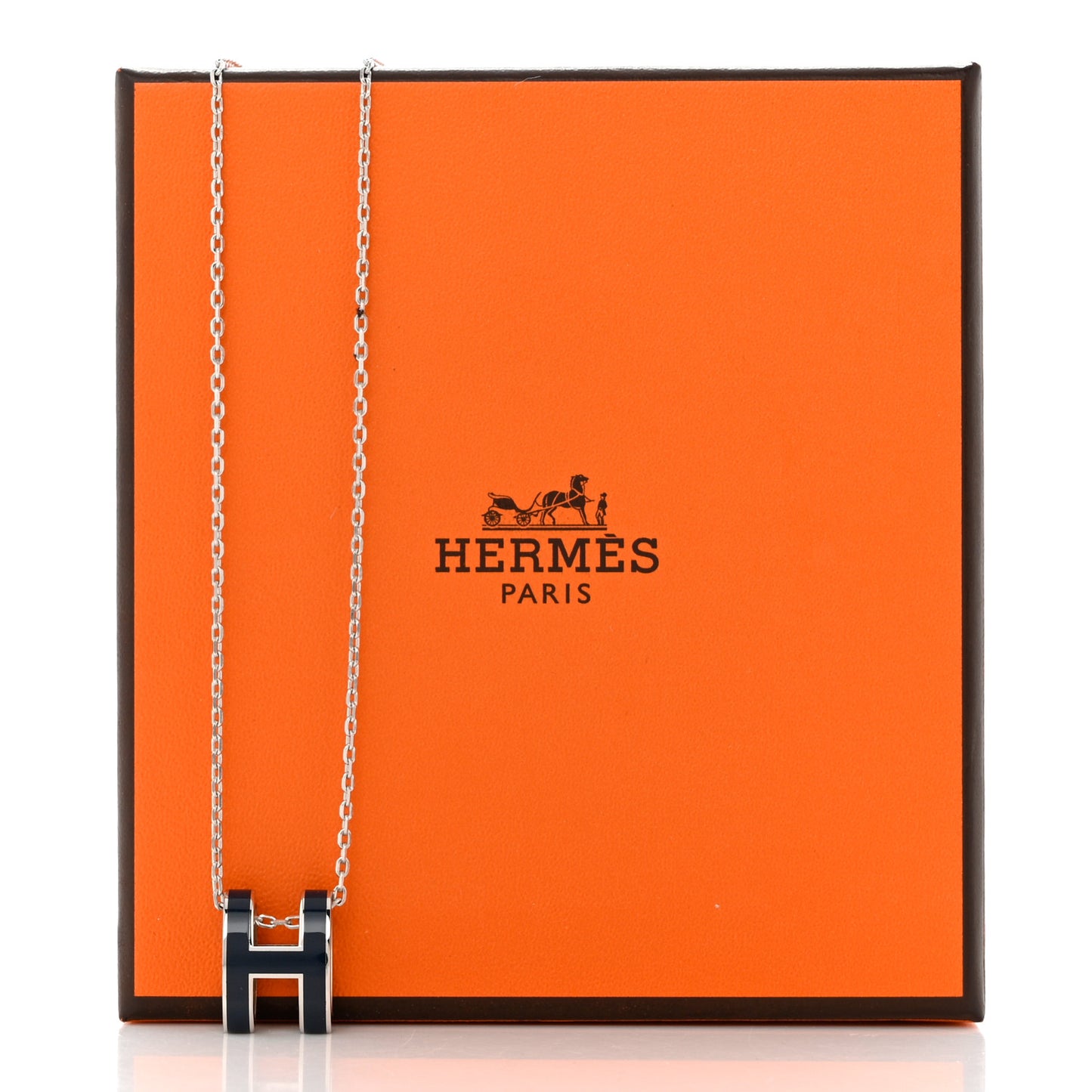 Lacquered Palladium Pop H Pendant Necklace Bleu Abysse