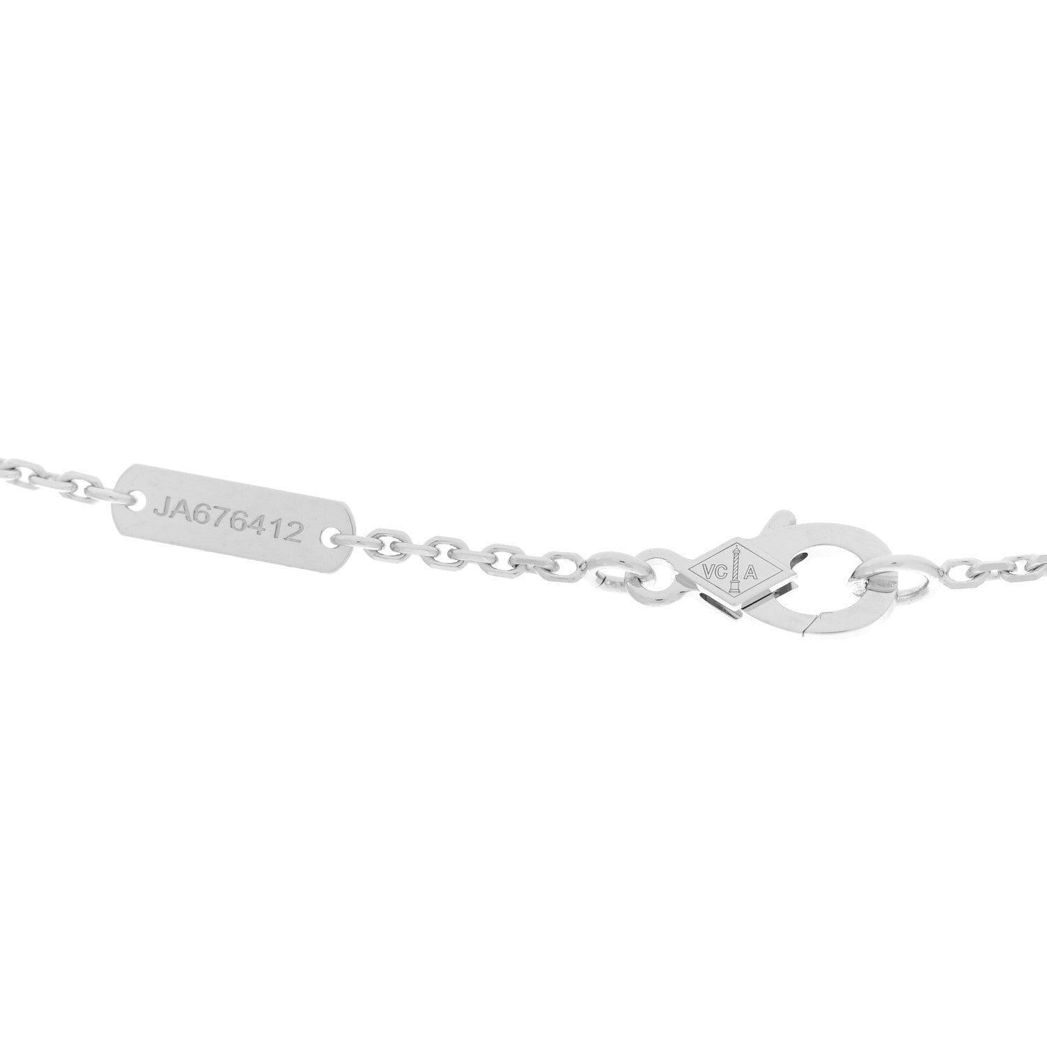 Van Cleef & Arpels 18K White Gold Diamond Small Perlee Clovers Pendant Necklace 4 of 8