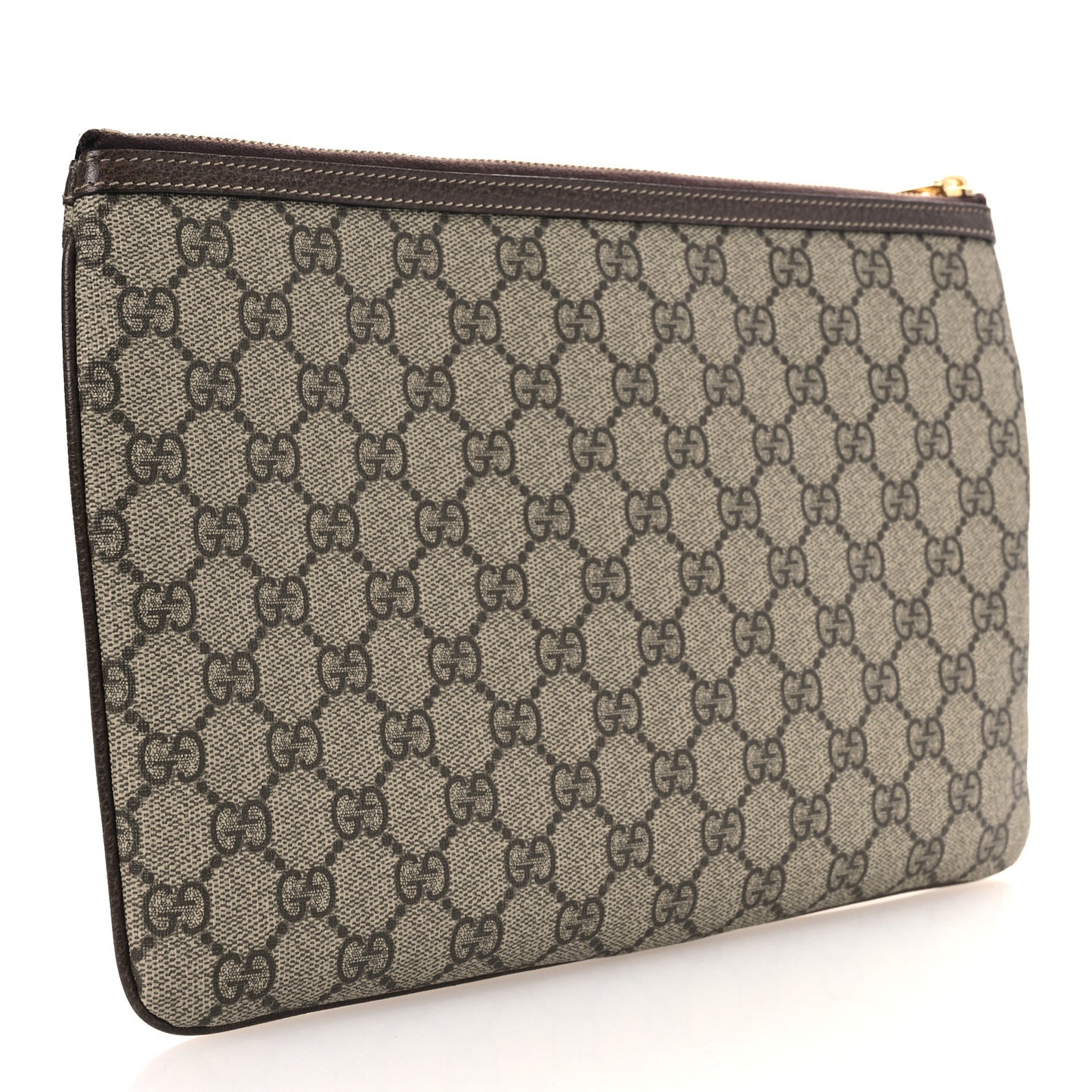 GG Supreme Monogram Large Ophidia Pouch Clutch Brown