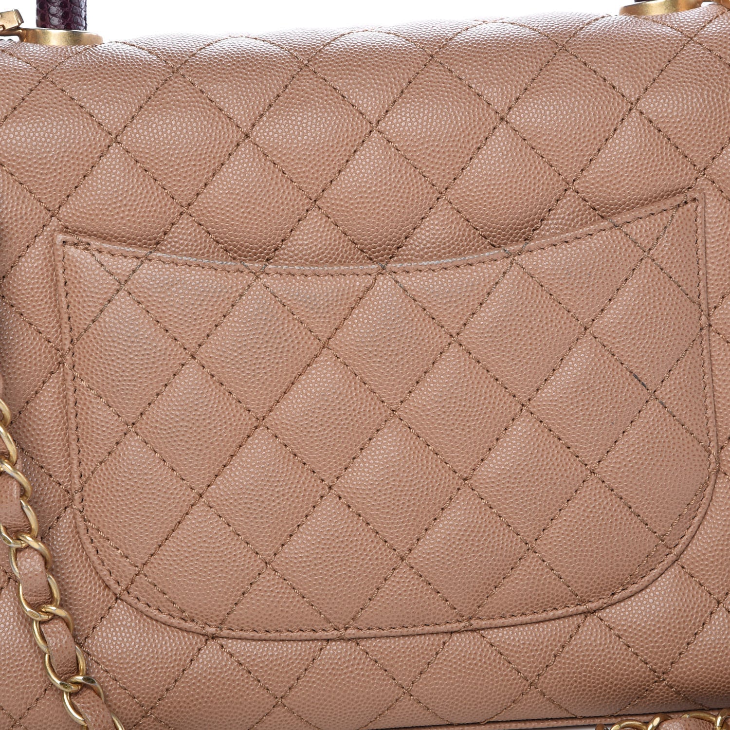 Chanel Caviar Lizard Quilted Small Coco Handle Flap Beige 8 of 12