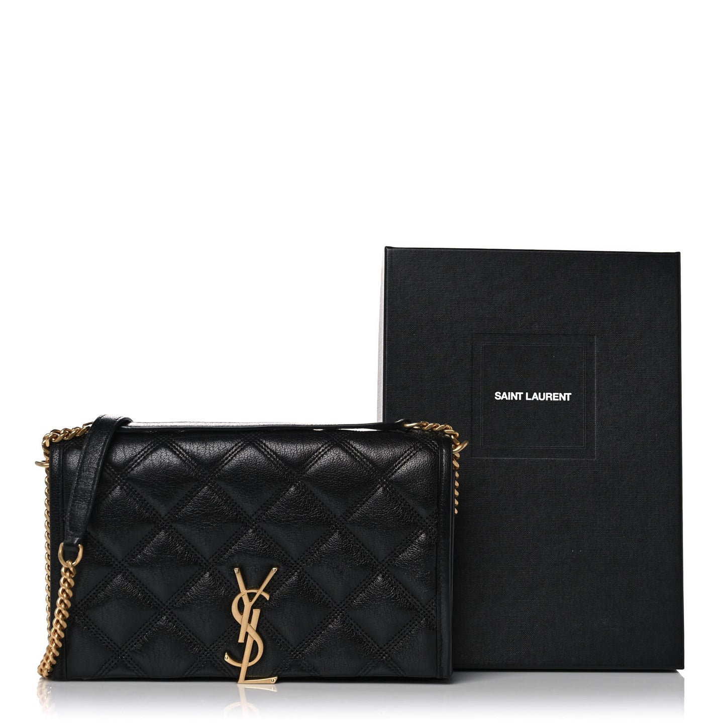 Lambskin Diamond Quilted Becky Chain Wallet Black
