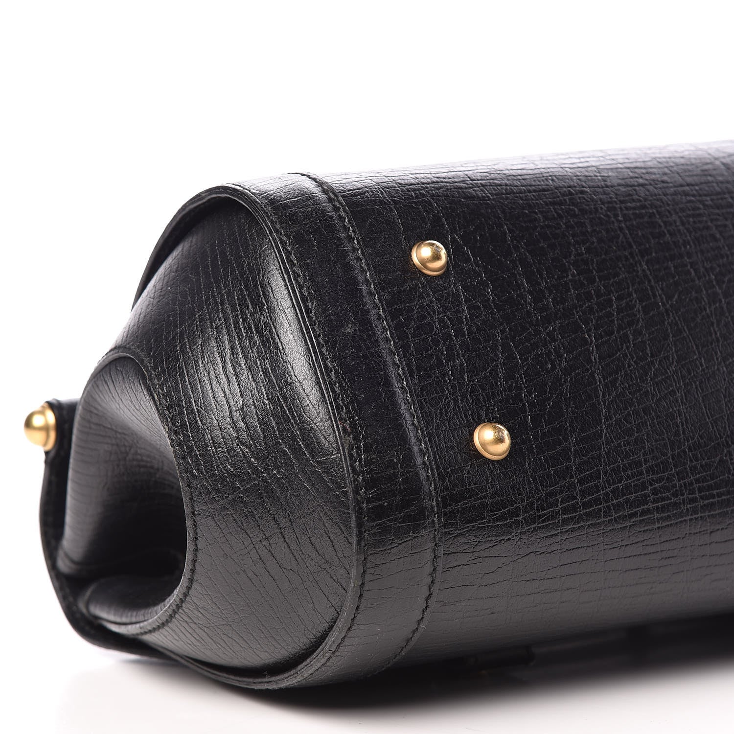 Gucci Calfskin Bamboo Bullet Satchel Black 8 of 11
