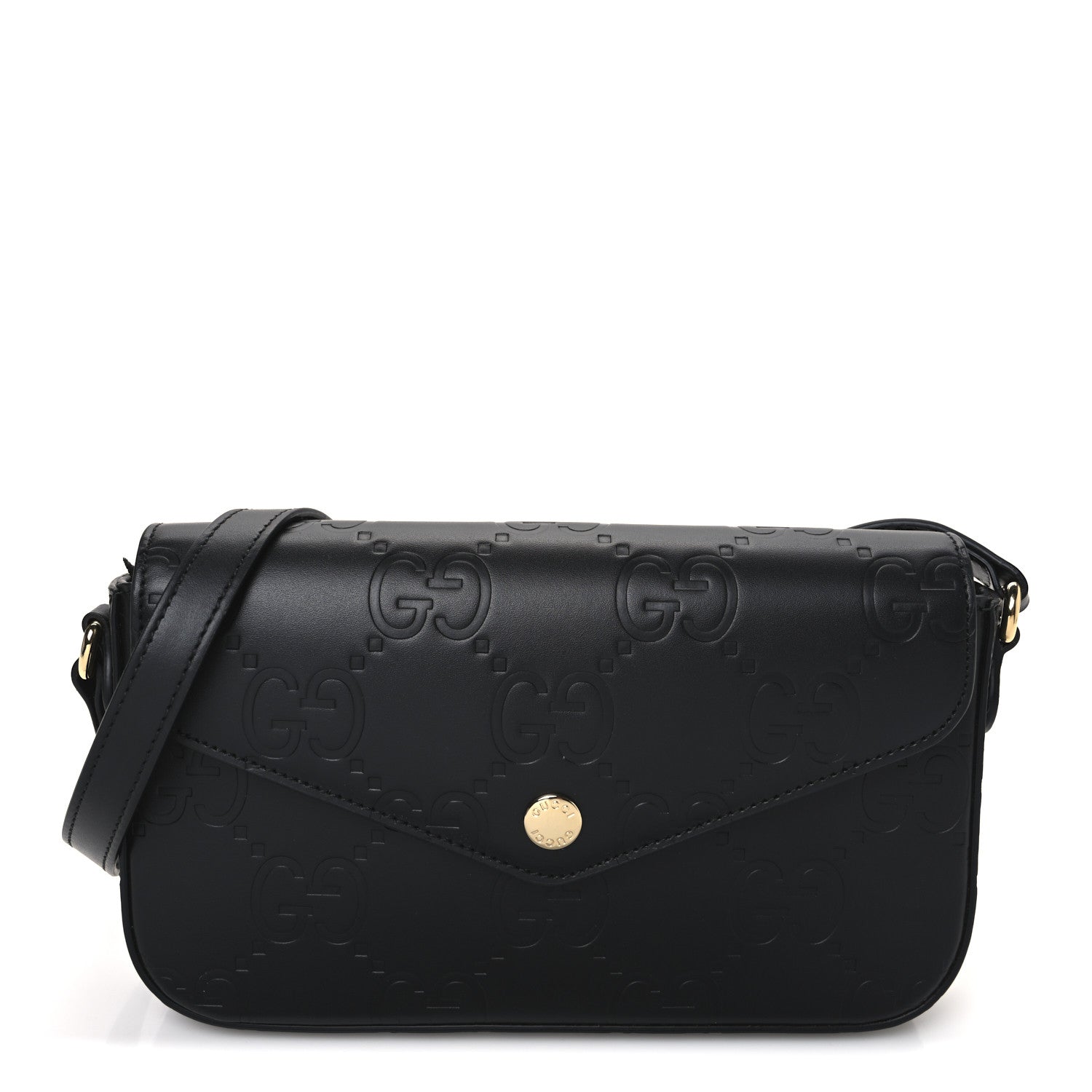 Gucci Gilbert Calfskin GG Super Mini Shoulder Bag Black 1 of 11