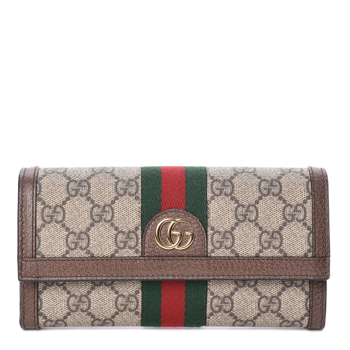GG Supreme Monogram Web Ophidia Continental Wallet Brown