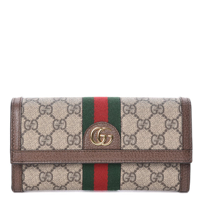Gucci GG Supreme Monogram Web Ophidia Continental Wallet Brown 1 of 8