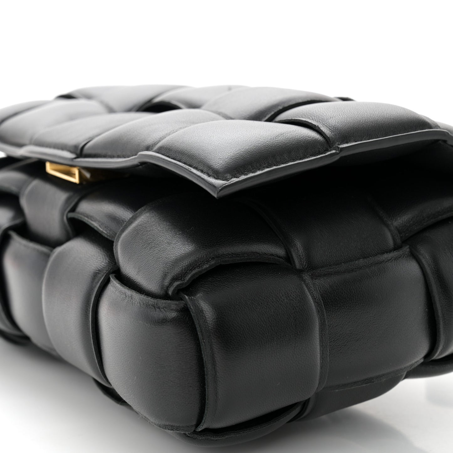 Nappa Maxi Intreccio Padded Cassette Crossbody Bag Black