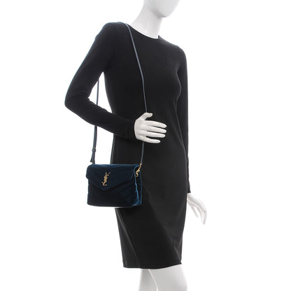 Saint Laurent Velvet Y Quilted Monogram Toy Loulou Chain Satchel Dark Ottanio 2 of 8