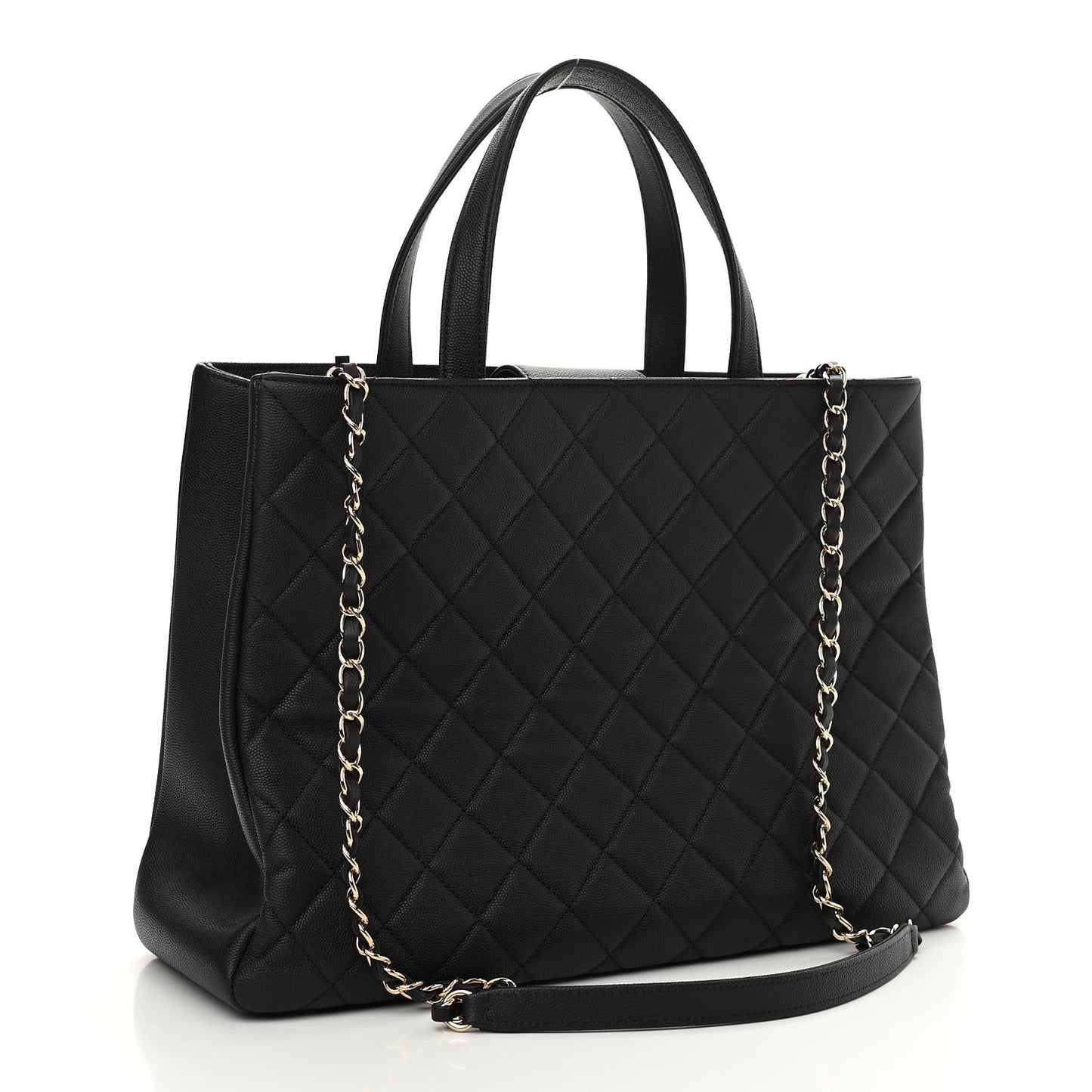 Caviar Quilted Large Business Affinity Shopping Bag Black
