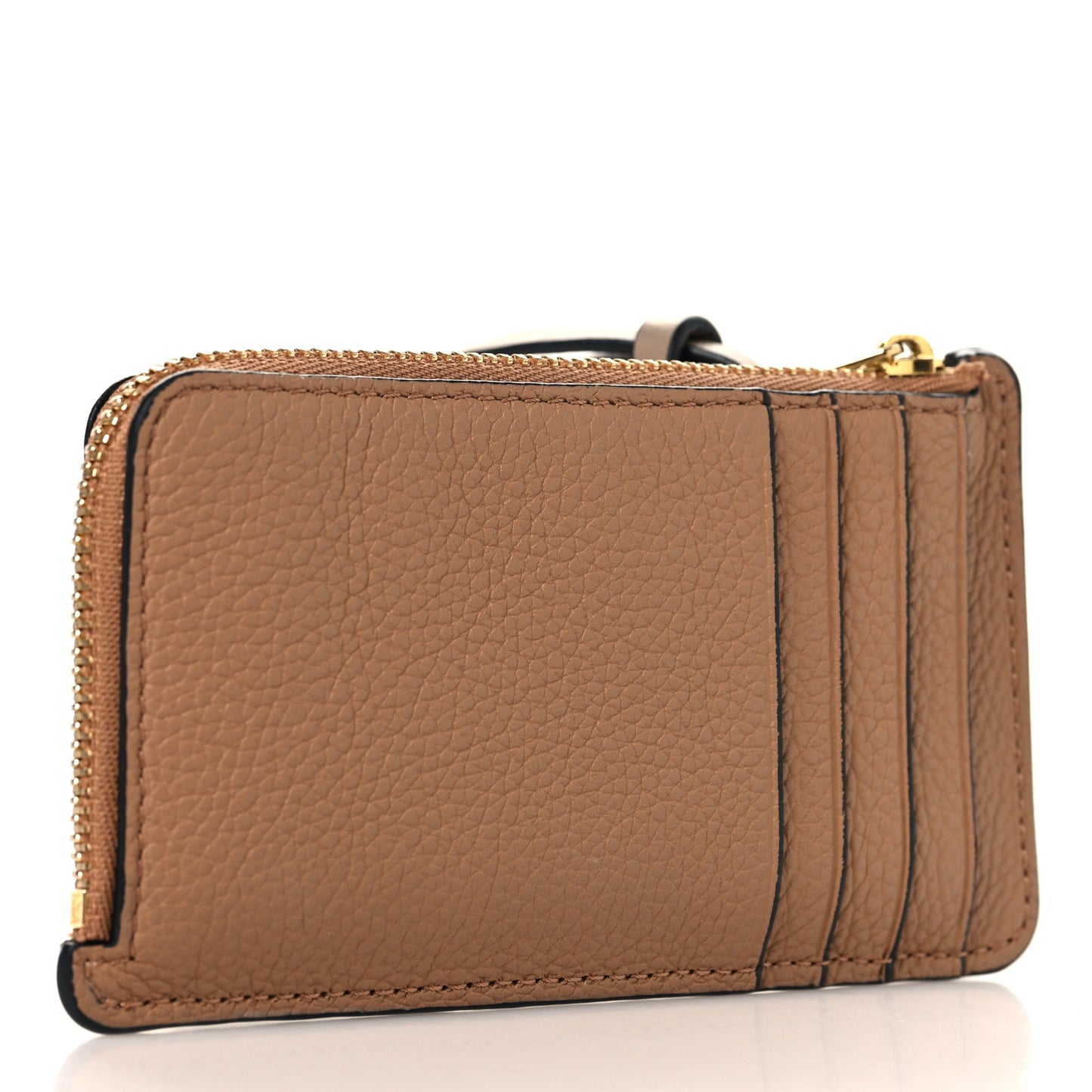 Soft Grained Calfskin Coin Card Holder Toffee
