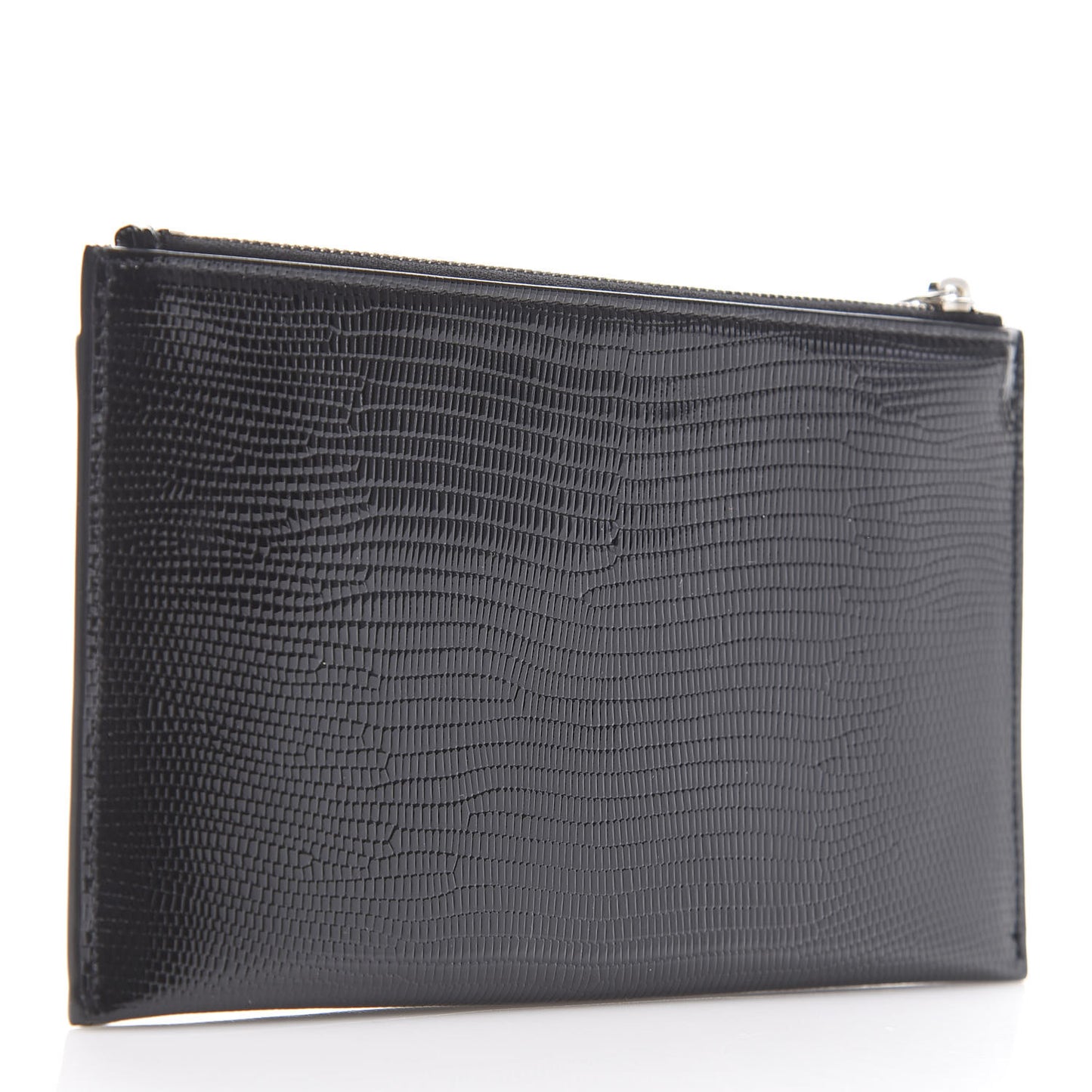 Lizard Embossed Monogram Bill Pouch Black