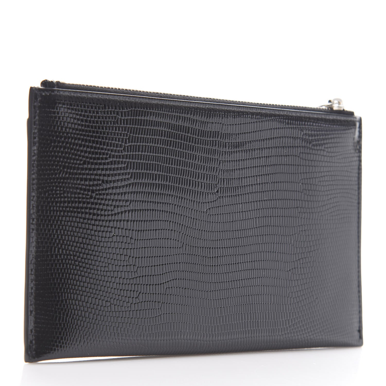 Saint Laurent Lizard Embossed Monogram Bill Pouch Black 3 of 7