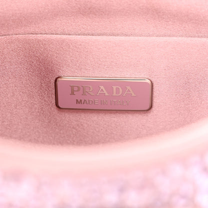 Prada Satin Crystal Cleo Adjustable Strap Shoulder Bag Alabastro 6 of 10