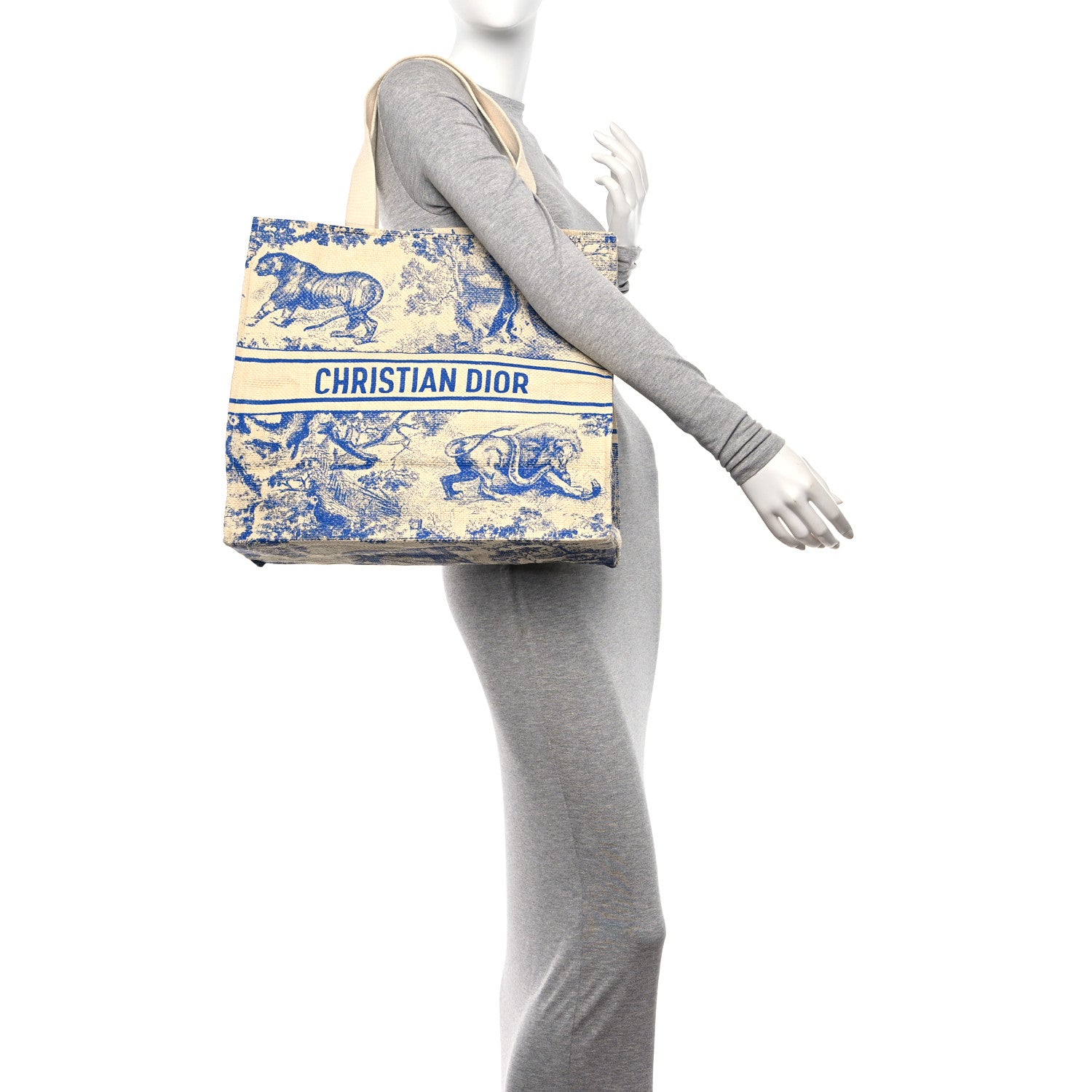 Christian Dior Straw Dioriviera Tote Blue 2 of 9