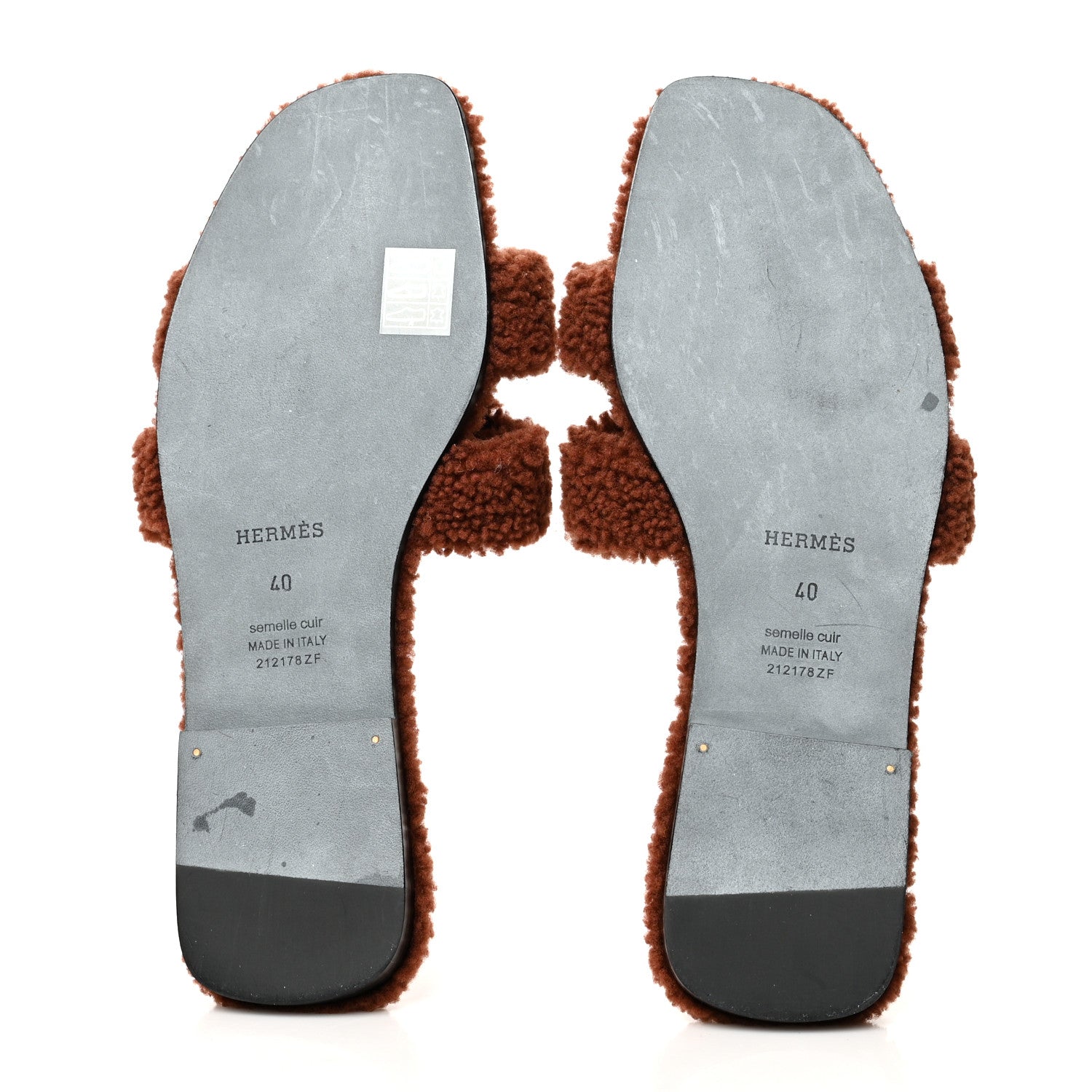 Hermes Woolskin Oran Sandals 40 Cognac 5 of 7