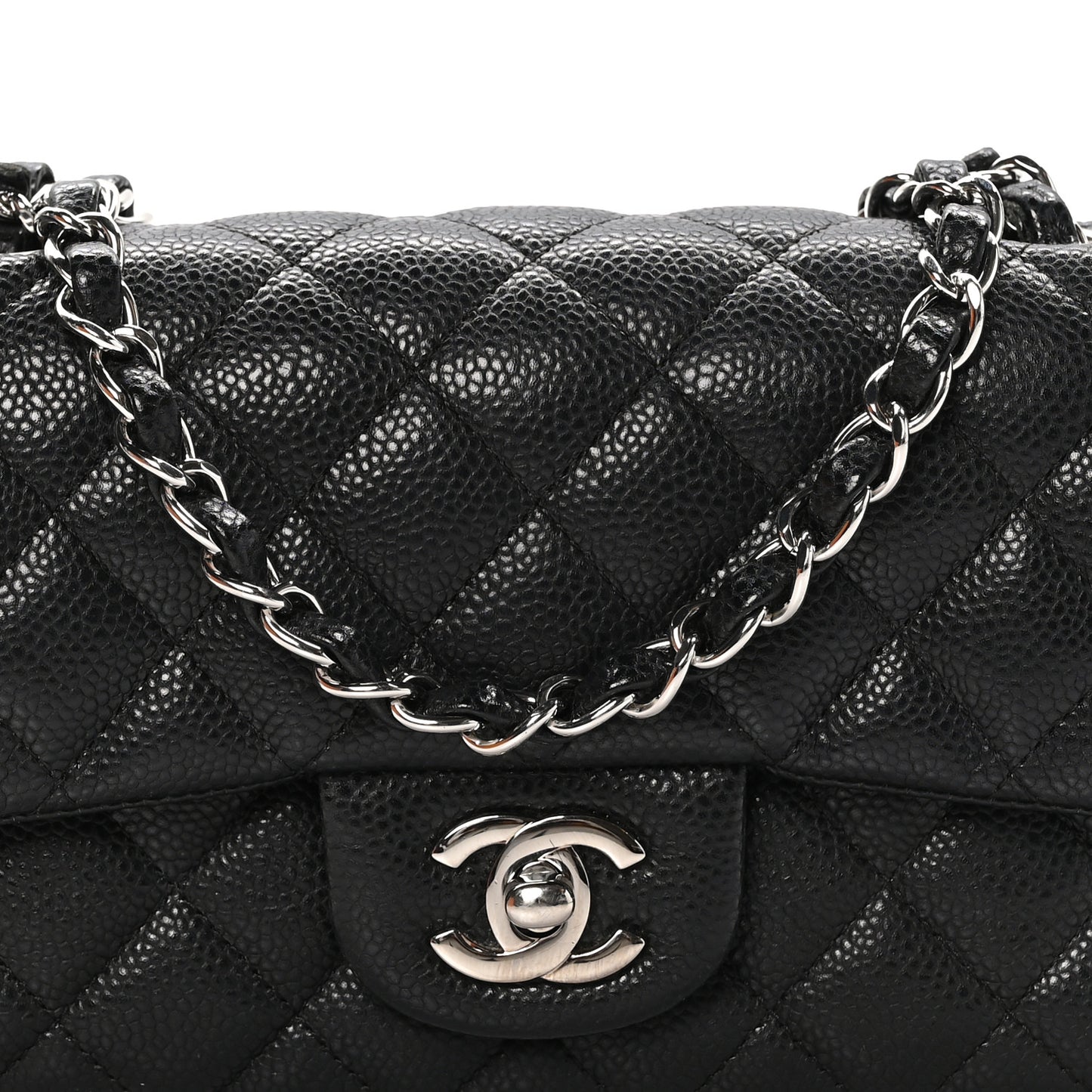 Caviar Quilted Mini Rectangular Flap Black
