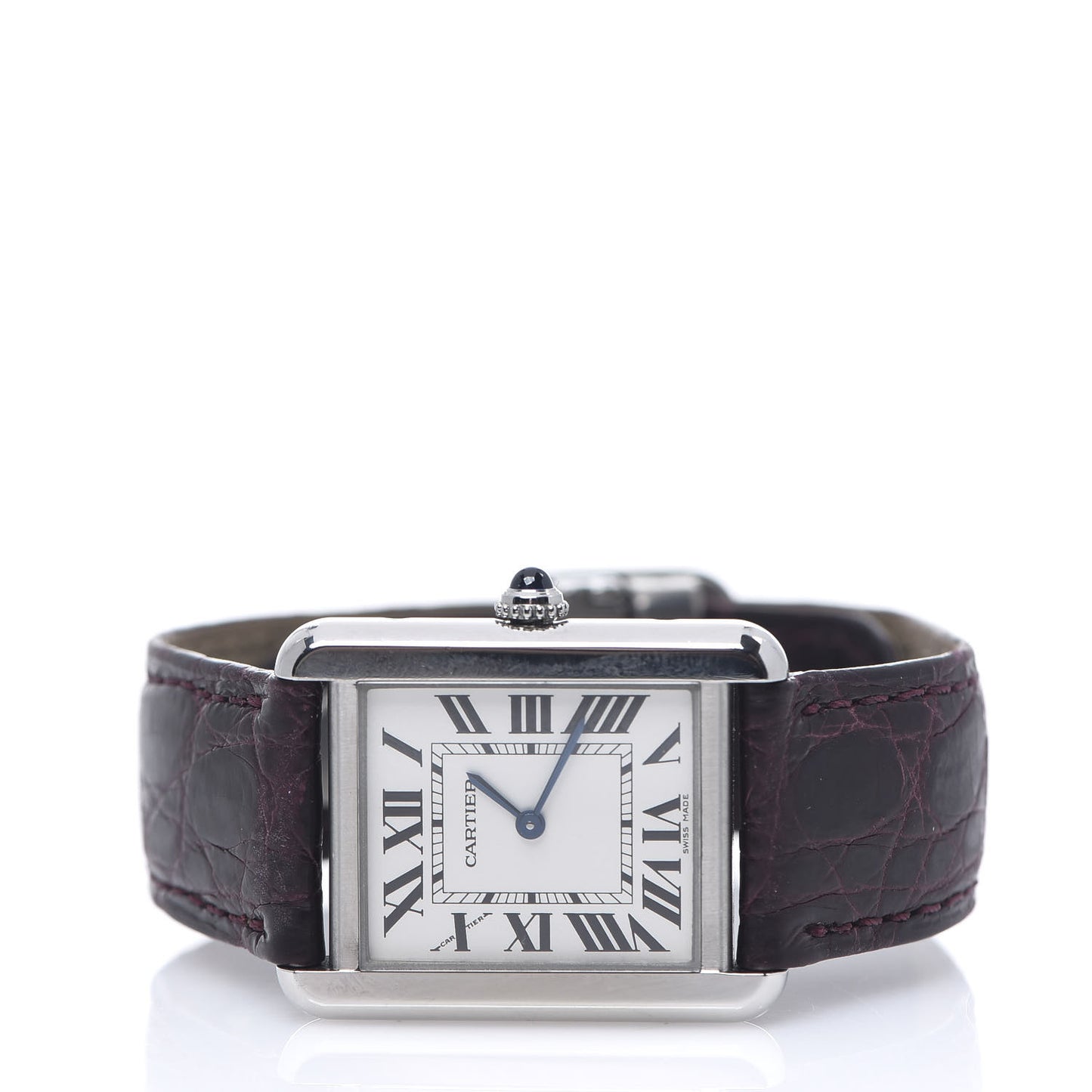 Stainless Steel Alligator 24mm Tank Solo Quartz Watch Purple