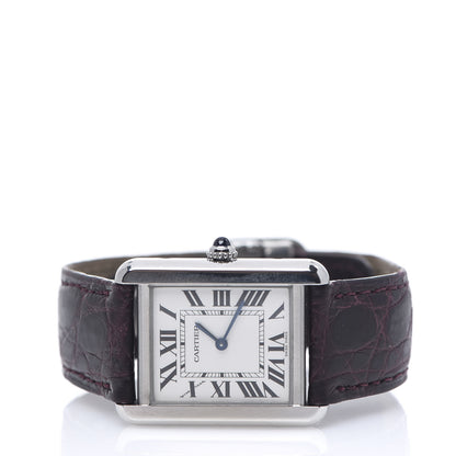 Cartier Stainless Steel Alligator 24mm Tank Solo Quartz Watch Purple 2 of 8