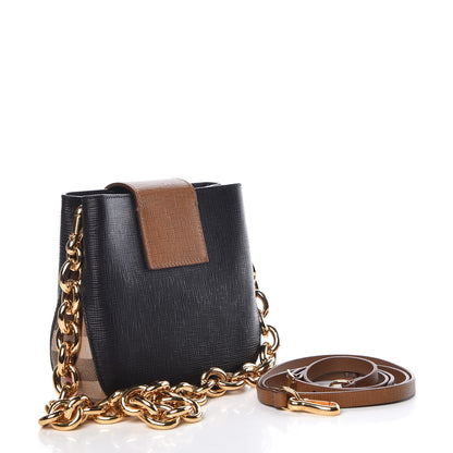 Burberry Derby Calfskin Small Square Buckle Belt Bag Black Tan 4 of 11