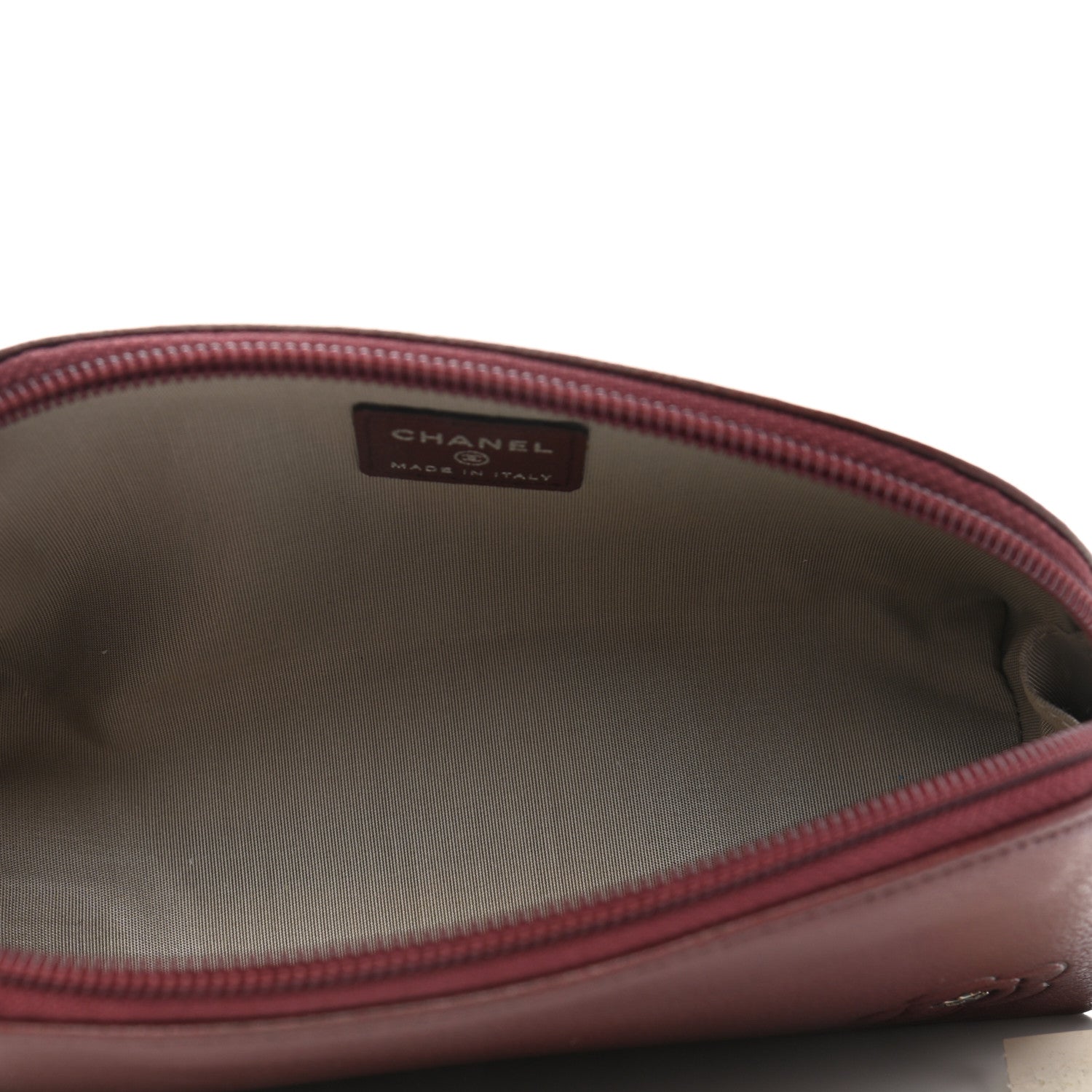 Chanel Goatskin Camellia Embossed Cosmetic Case Burgundy 5 of 8