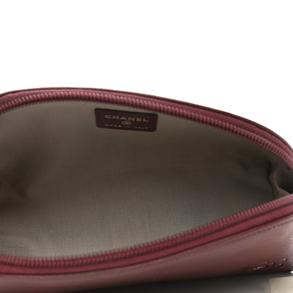 Chanel Goatskin Camellia Embossed Cosmetic Case Burgundy 5 of 8